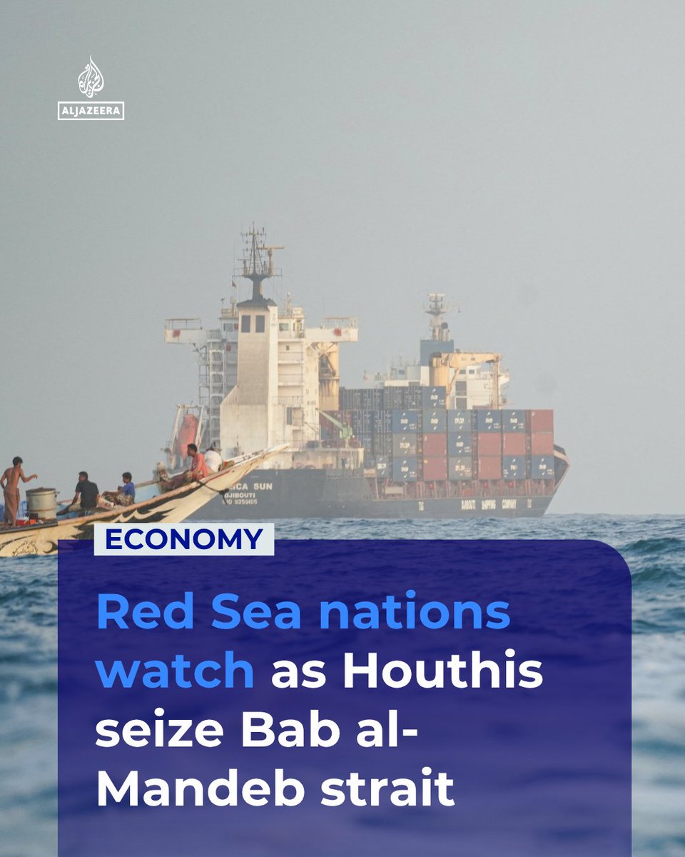 AJEnglish's tweet photo. The Houthis have completed their takeover of Yemen’s entire Red Sea coastline, capturing the port city of Mocha and overrunning the strategic island of Mayyun (Perim), and the war is already being felt on the African continent.

🔗: https://t.co/CH8RBl2k4a https://t.co/BvBRC41Mvr