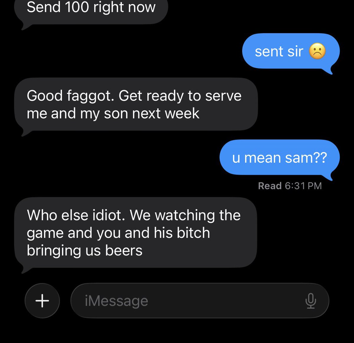 findomtyrant's tweet photo. Homophobic dad findoms his faqqot son

Huff and goon to my first chat story while you imagine your dad doing this to you

If this has happened to you tell us in the comments. https://t.co/ScAavqLTwB
