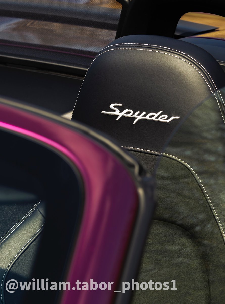 ZacherySeipel's tweet photo. Porsche 718 Boxster Spyder: a lightweight, driver-focused roadster built for pure open-top performance. Finished in deep purple metallic, it blends premium presence with aggressive character that shines in natural light. https://t.co/DEydmG78xM