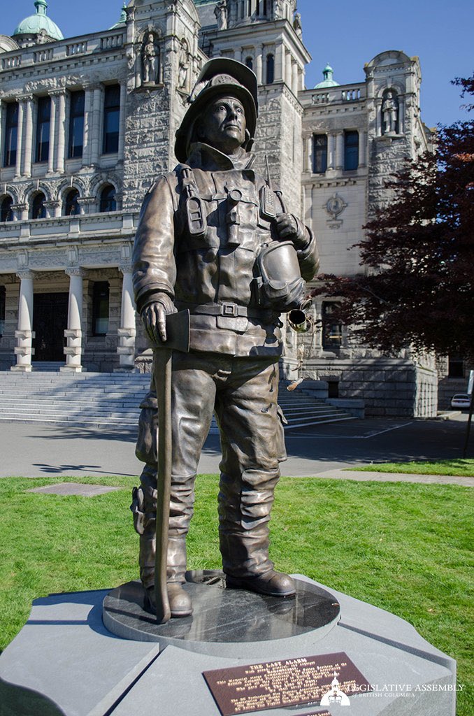BCLegislature's tweet photo. The #BCLeg Canadian flag is flying at half-mast today to mark Firefighters’ National Memorial Day. We honour the memory of all firefighters who have fallen in the line of duty. #FirefightersNationalMemorialDay https://t.co/VGS2Ma8sEn