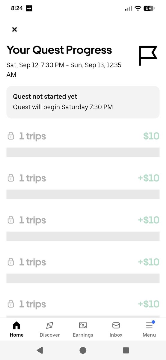 SalColuccio's tweet photo. @Uber you advertised a quest without details and then I'm told that the quest was only good in certain areas which was not advertised. Why are you misleading drivers? https://t.co/CydmVbRdq5