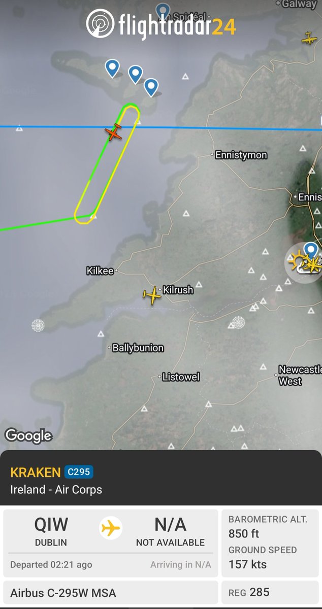 NorfolkFlyer100's tweet photo. Irish Open ... planes around the Golf course. #Open #Amgen #IrishOpen #IrishAirCorps #Planespotting #Doonbeg #Clare #Golf #Shane #Lowery #ShaneLowery #Ireland #POTUS #DonaldTrump #Trump #USA #offaly #Clara #TheOpen #USAF #Sunday #Flightradar #Flightradar24 #Avgeeks #Aviation https://t.co/PGcuChhN7y