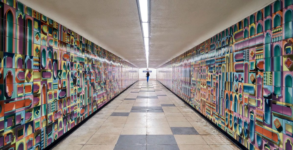 x_brum's tweet photo. A bit of fun but do we think Brum gets short changed with public realm improvements. Subway underneath Great Charles Street Queensway is pne example,  do you like the improvement made or not good enough for Brum. Is this what we should expect  or too clinical for Birmingham? https://t.co/rh76QzlM5I