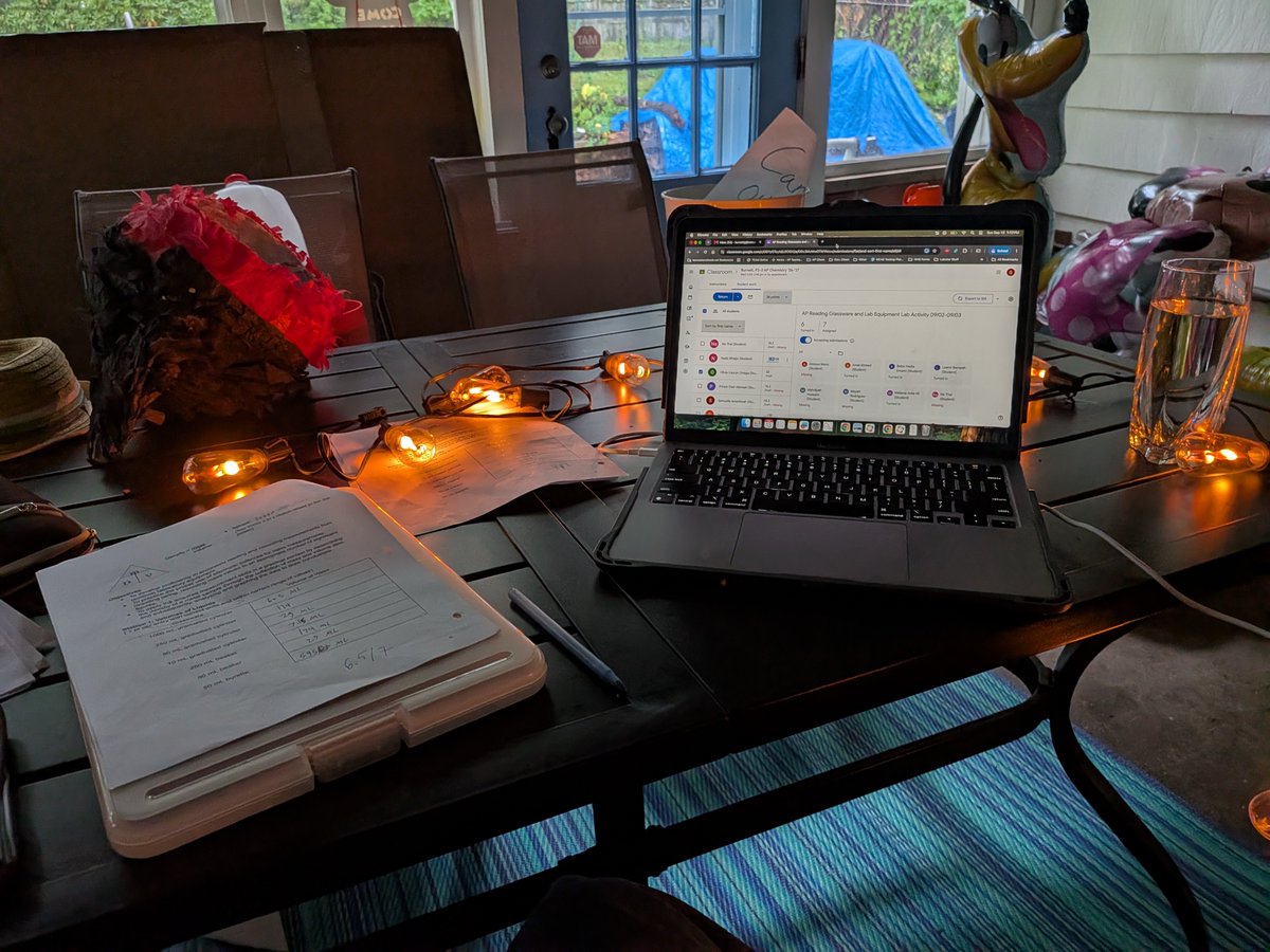 ChemNHS's tweet photo. My view for the afternoon and the stack of labs in front of me #ITeachChemistry #Chem #Education #TeachingLife https://t.co/sXmpmqJQuh