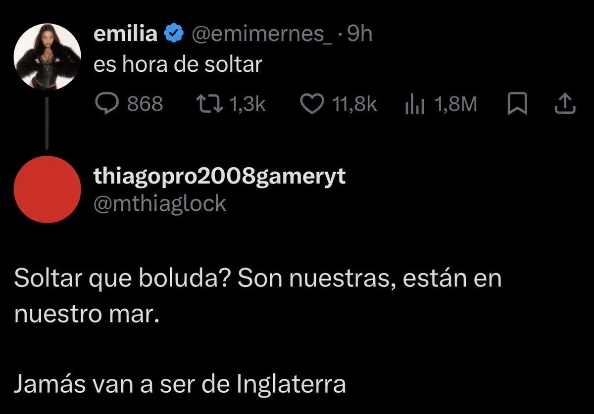 FernetDcio's tweet photo. BIEN THIAGO LAS MALVINAS SON Y SERAN ARGENTINAS https://t.co/oqQEClrO3d