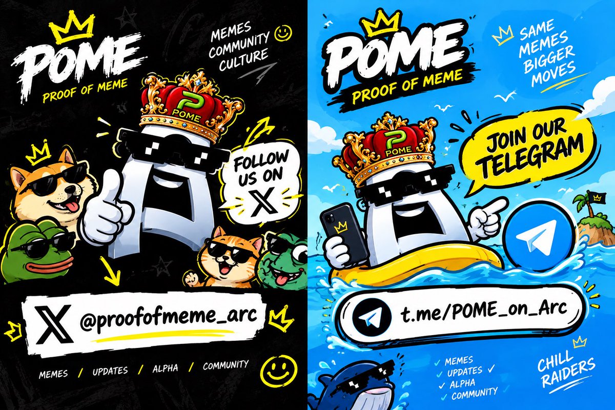 ProofOfMeme_arc's tweet photo. If you’re not following POME yet… what are you even doing here 😂

Stop playing @arc launches soon 

These are our official socials for the moment 

Follow the X and pull up to the Telegram. We’re just getting started.

🐸 X: @proofofmeme_arc
💬 TG: https://t.co/xUz6eyf9MK

$POME is watching 👀
