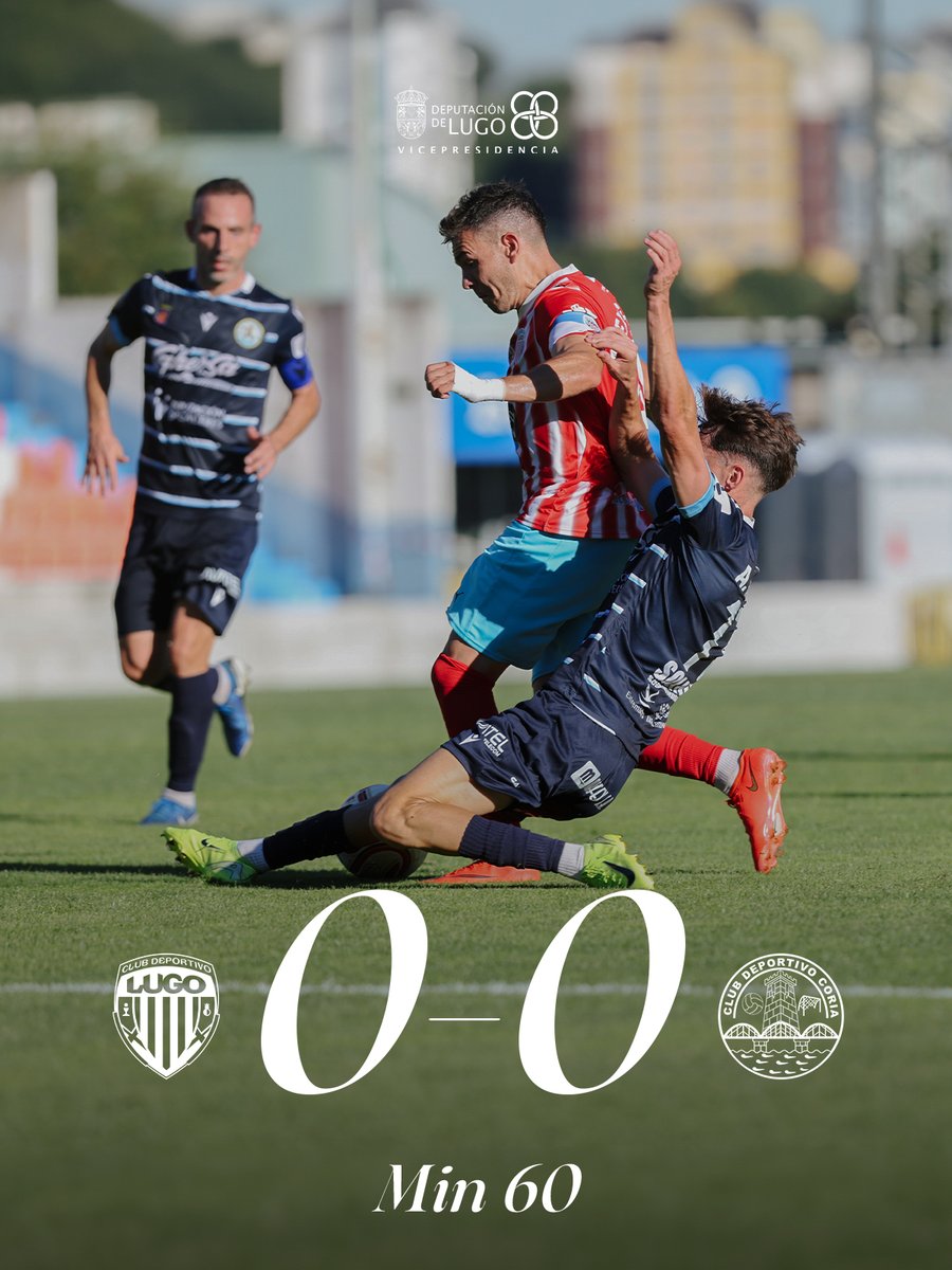 CDeportivoLugo's tweet photo. ⌚️ 60’ | 0-0 | #CDLugo 🆚 @CDCORIA
#LugoCoria
#ForzaLugo https://t.co/RhOW3B1L00
