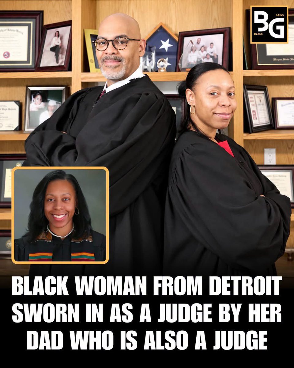 SirMaejorATL's tweet photo. Rebekah Coleman has made history as the newly appointed Judge of Michigan’s 32A District Court, serving the Harper Woods community. ⚖️🖤

But what made the moment even more special? Her father—also a judge—had the honor of swearing her into office. Talk about a full-circle moment! ❤️

A Wayne State Law graduate and former law-firm founder, Rebekah is carrying forward a powerful family legacy while creating her own path in the pursuit of justice.

Black excellence. Black joy. Generational greatness. 👏🏾🖤