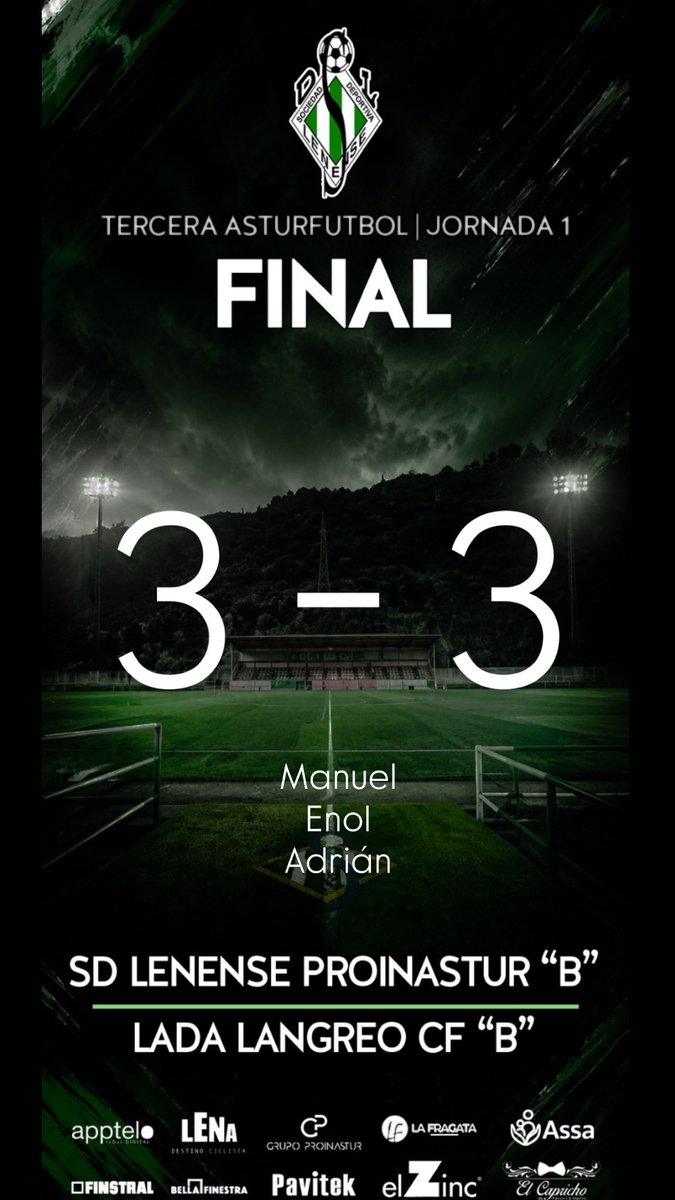 sdlenense's tweet photo. โน๏ธ ๐๐๐ก๐๐ | ๐#TerceraAsturfรบtbol
โ๏ธ El โBโ vuelve a la competiciรณn con un empate en casa en un partido loco.
๐ฉ #LenenseProinastur 3๏ธโฃ
๐ฆ @Lada_Langreo 3๏ธโฃ
๐ El domingo que viene, derbi en โEl Molรญnโ contra el @ScdCampomanes (17:00 h.).
๐ซ#SinExcusas
๐#FamiliaSDLP https://t.co/vAn8oDF6l8