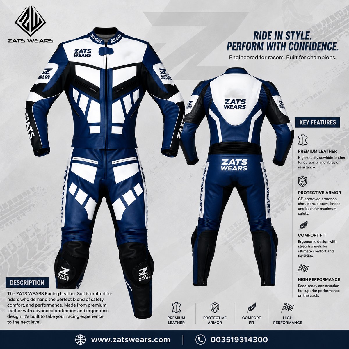 MercedesGaip's tweet photo. Ride in style. Perform with confidence. The ZATS WEARS Racing Leather Suit combines premium leather, CE protective armor, and an ergonomic fit for safety, comfort, and high-performance riding on track or road. https://t.co/hEEBhvk5Tt