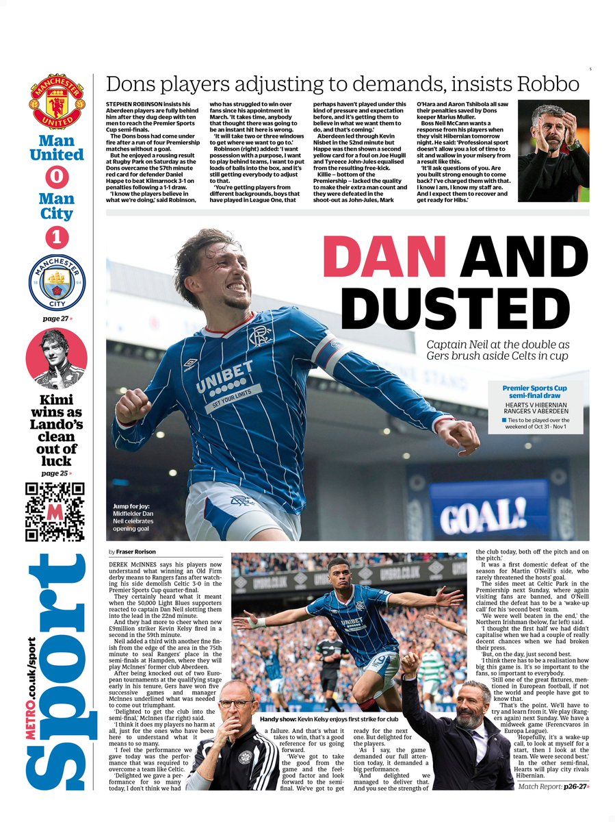 MetroScotland's tweet photo. Monday's back page
DAN AND DUSTED
Captain Neil at the double as Gers brush aside Celts in cup
#scotpapers #bbcpapers #skypapers https://t.co/GiHd09O1ty