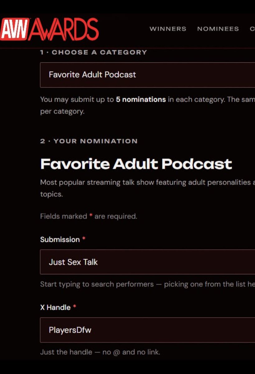 PlayersDfw's tweet photo. https://t.co/3cFwX1SbLJ

"Vote to nominate JST podcast on AVN Awards 2027 for Favourite Adult Podcast.
Name: Just Sex Talk
X account: PlayersDfw" https://t.co/yl1dMvR843