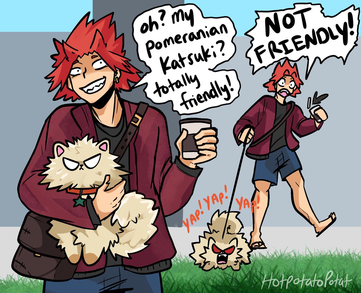 HotPotatoPotat's tweet photo. Kirishima and his pup, Bakugou Katsuki. Highly underestimated fire!

Gift for my friend Shelby :) https://t.co/9cYeqXzRYp