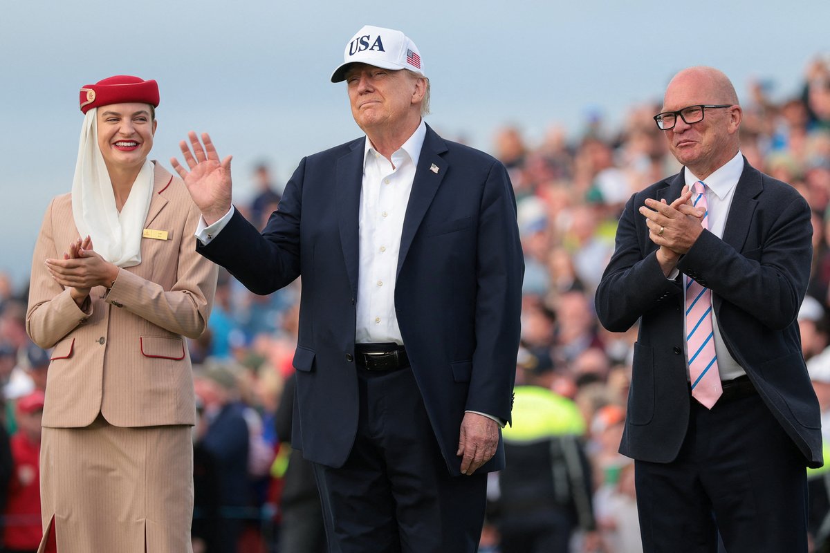 FoxNews's tweet photo. BREAKING: Trump announces end of tariffs on Irish whiskey at golf tournament trophy presentation https://t.co/pMAZ6GHabQ