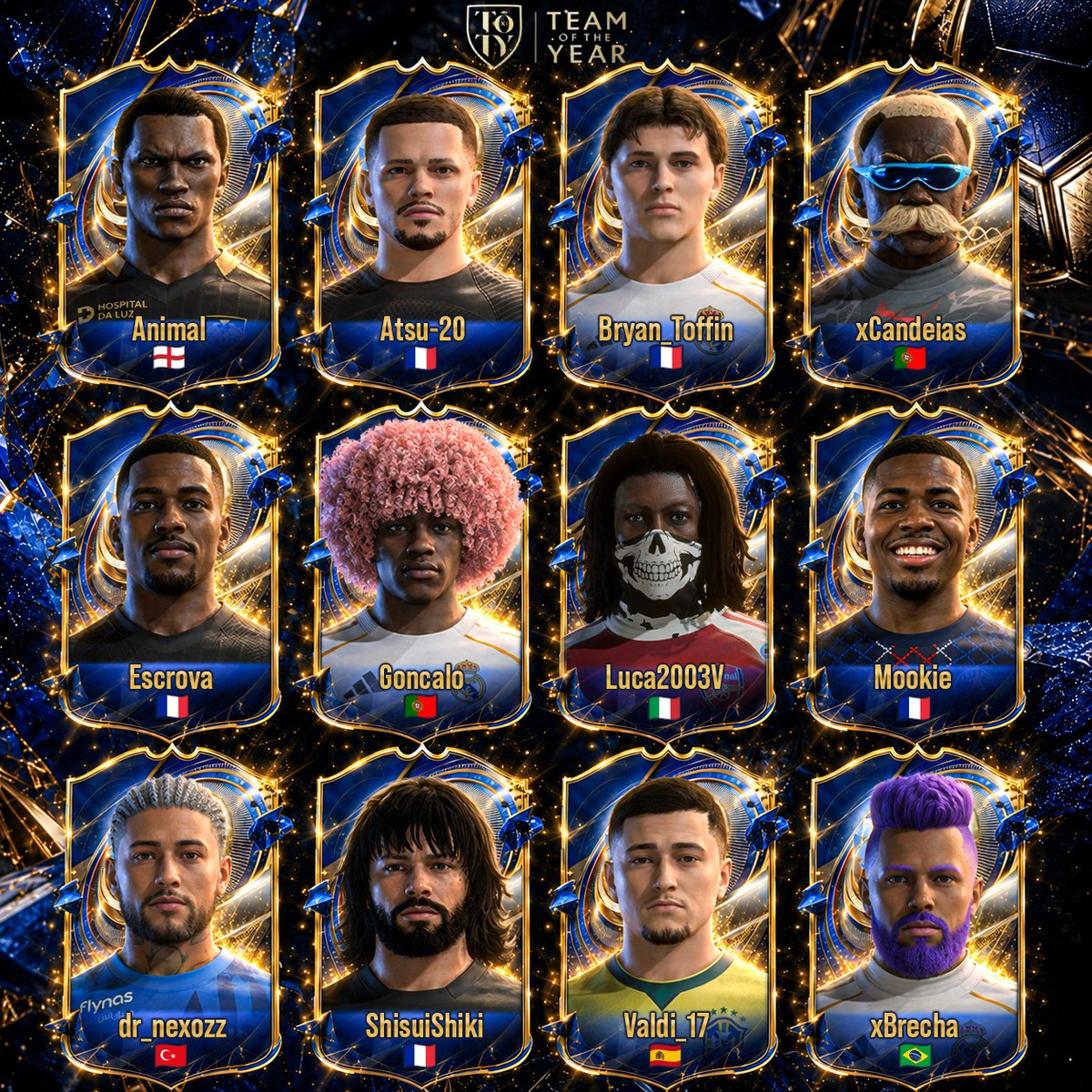 OfficialVPG's tweet photo. 🏆 FC26 TOTY – CB

It’s time to vote for your Team of the Year!

We’ve picked the nominees based on their performances throughout FC26, but three will make the final TOTY.

🏴󠁧󠁢󠁥󠁮󠁧󠁿 @ANlMAL_ 
🇫🇷 @Atsuhito_20 
🇫🇷 @Bryan_Toffin 
🇵🇹 @xCandeias8 
🇫🇷 @Escrova_ 
🇵🇹 @GoncaloFSM_ 
🇮🇹 @LucaV2703 
🇫🇷 @CoachMookie_ 
🇹🇷 @Dr_NeXoZz 
🇫🇷 @ShisuiShiki_ 
🇪🇸 @Valdi_17 
🇧🇷 @pRBrecha 

📊 All player statistics: https://t.co/4ocmEUvxWM

The winners will:
🏆 Earn their place in the FC26 TOTY
💰 Win $100
👇 Comment below with your choice!
Voting starts now. 🔥

#VPG #FC26 #TOTY #ProClubs