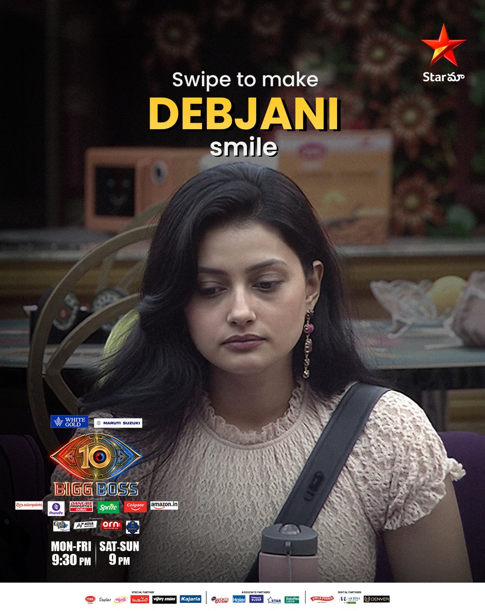 StarMaa's tweet photo. Navvindhi mallechendu😌👁️

Watch #BiggBossSeason10Telugu Mon - Fri 9:30 PM, Sat &amp; Sun 9 PM on #StarMaa &amp; Stream 24/7 on #JioHotstar https://t.co/ftn7g6b3uR