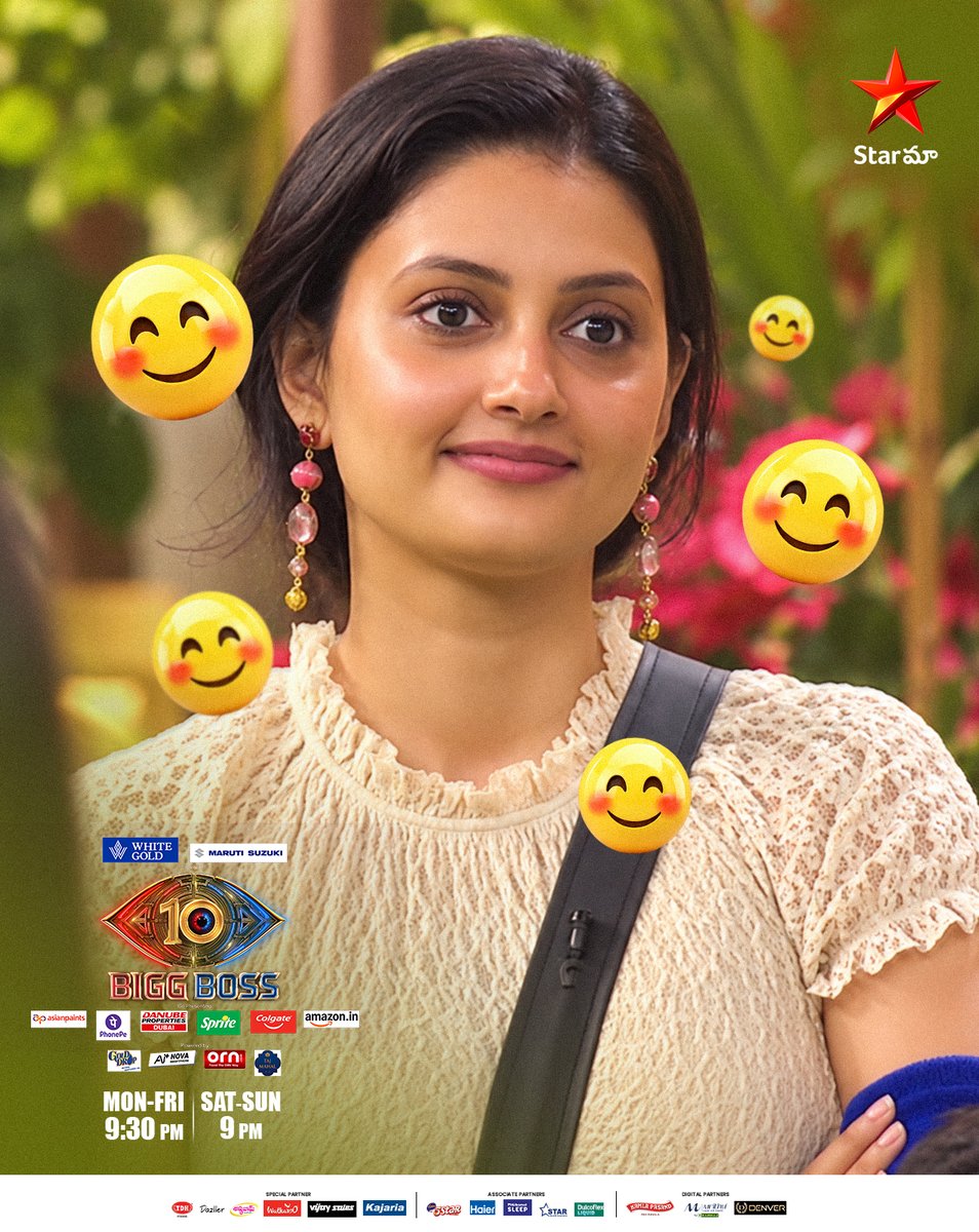 StarMaa's tweet photo. Navvindhi mallechendu😌👁️

Watch #BiggBossSeason10Telugu Mon - Fri 9:30 PM, Sat &amp; Sun 9 PM on #StarMaa &amp; Stream 24/7 on #JioHotstar https://t.co/ftn7g6b3uR