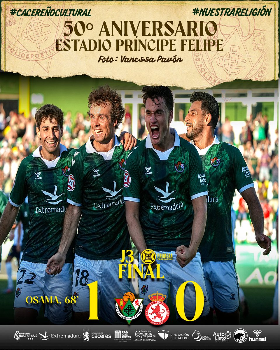 CPCacerenoSAD's tweet photo. 🔚 ¡¡¡Finaaaaal del partidoooo!!! ¡¡¡El #CPCacereño logra su segunda victoria en casa ante uno de los favoritos para ascender!!! 😄🥳

📸 @fotografiasvp_ 

#CacereñoCultural 💚 1-0 ⚪️

#NuestraReligión #AúpaCPC https://t.co/01BwbyIiKg