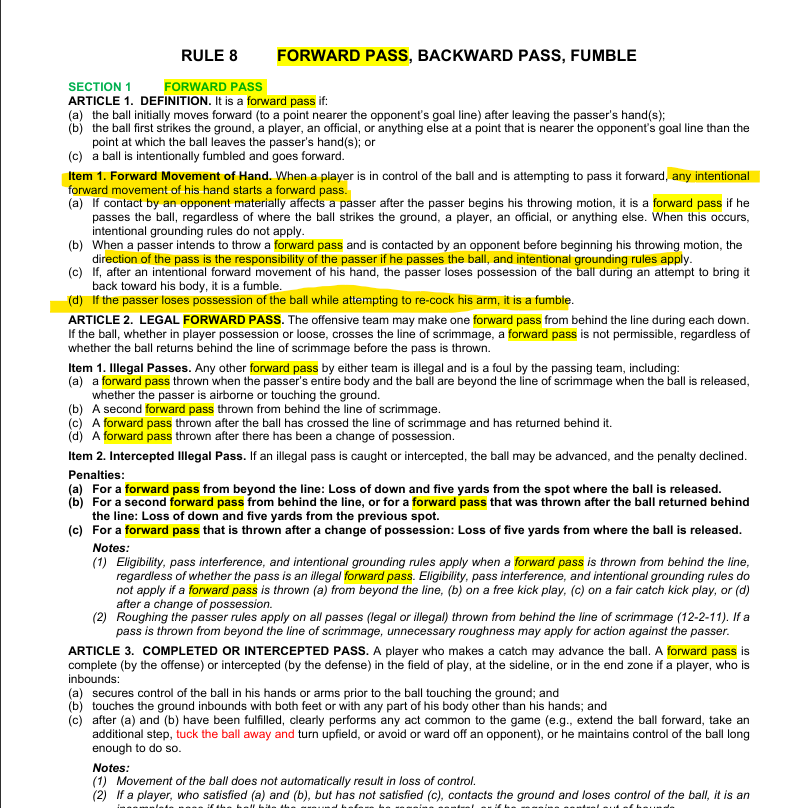 gunfootballFF's tweet photo. Mike Pereira on @NFLonFOX can suck a chode, thats not the rule. Hand has to move forward intentionally. QB cocking his arm back is not the throwing motion! https://t.co/jbsOoZaaWr