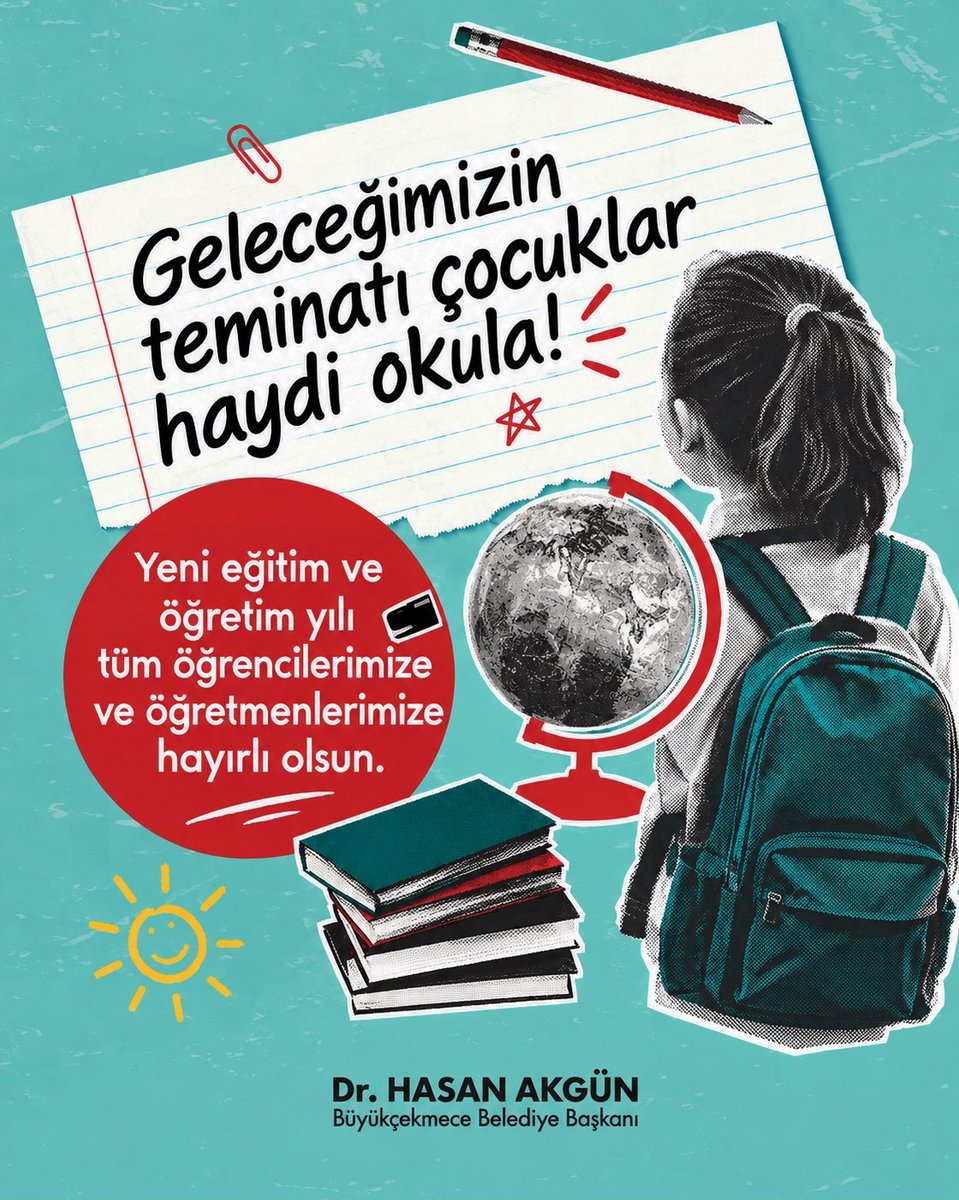drhasanakgun's tweet photo. Sevgili Evlatlarım, Kıymetli Öğretmenlerimiz ve Saygıdeğer Velilerimiz;

Tatilin ardından ders zili yeniden çalıyor, okullarımız çocuklarımızın neşesiyle yeniden canlanıyor. Geleceğimizin teminatı olan evlatlarımız, yeni umutlar ve hayallerle sıralarına kavuşuyor.

Çocuklarımızın yoluna ışık tutan fedakâr öğretmenlerimize ve evlatlarını büyük fedakârlıklarla yetiştiren kıymetli anne babalarımıza yeni eğitim-��ğretim yılında kolaylıklar diliyorum.

2026-2027 eğitim-öğretim yılının tüm öğrencilerimize, öğretmenlerimize ve velilerimize hayırlı uğurlu olmasını; ülkemize ve Mutluluk Şehri Büyükçekmece’mize güzellikler getirmesini temenni ediyor, tüm evlatlarımızı gözlerinden öpüyorum.

Yolunuz Cumhuriyet yolu, ışığınız Gazi Mustafa Kemal Atatürk olsun. 

Dr. Hasan AKGÜN
Büyükçekmece Belediye Başkanı