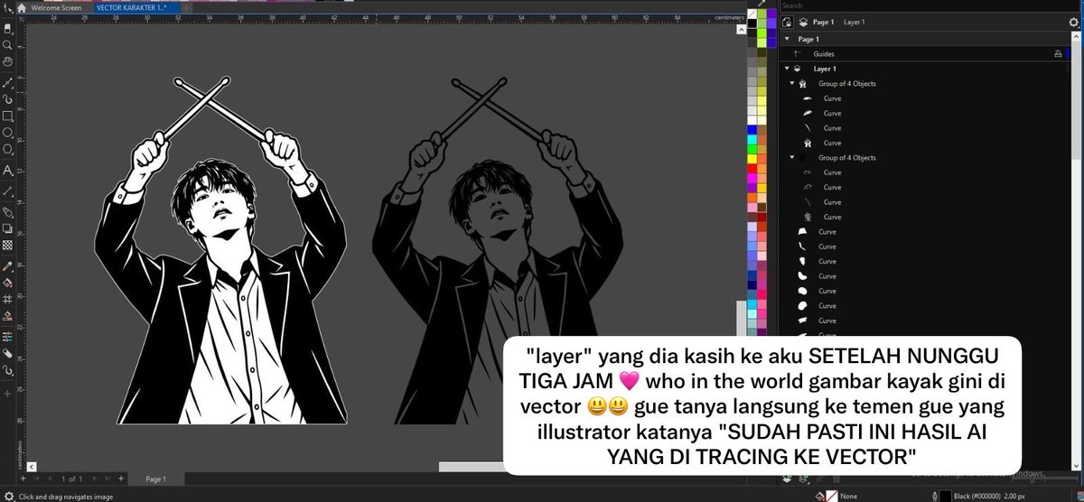 osumisite's tweet photo. aduh aku mintain speed paint dan layer kok ngalor ngidul sana sini kebanyakan alasan sih ka? ga berani ngasih krn aslinya pake ai ta? 

sekalinya ngasih layer MALAH MAKIN PROVE MY POINT 🤭🤭 yang mau km kibulin anak dkv dan (soon to be) master design 🚬 https://t.co/q1sIr9Jsmp