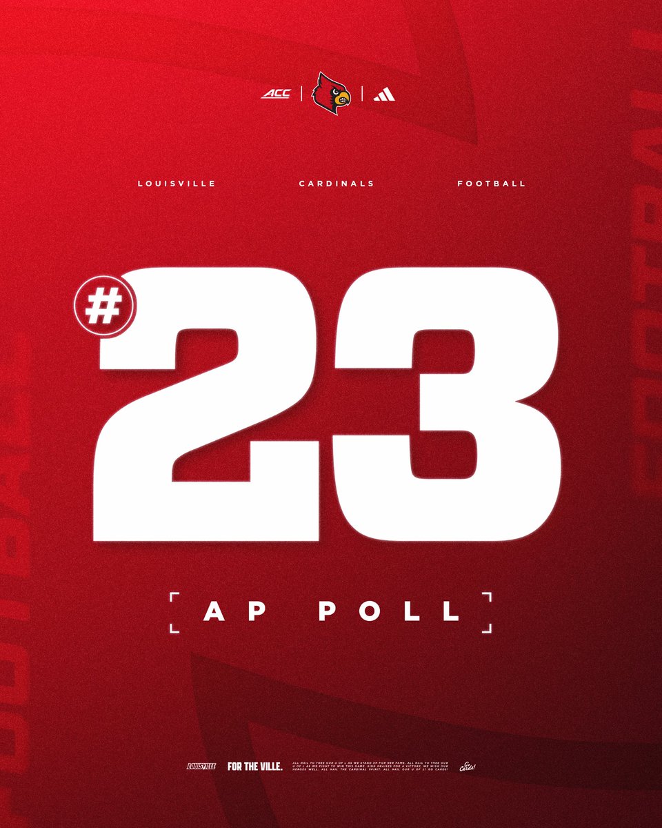 LouisvilleFB's tweet photo. Up 1 in the AP Poll

#GoCards https://t.co/Wyn2NBpJP5