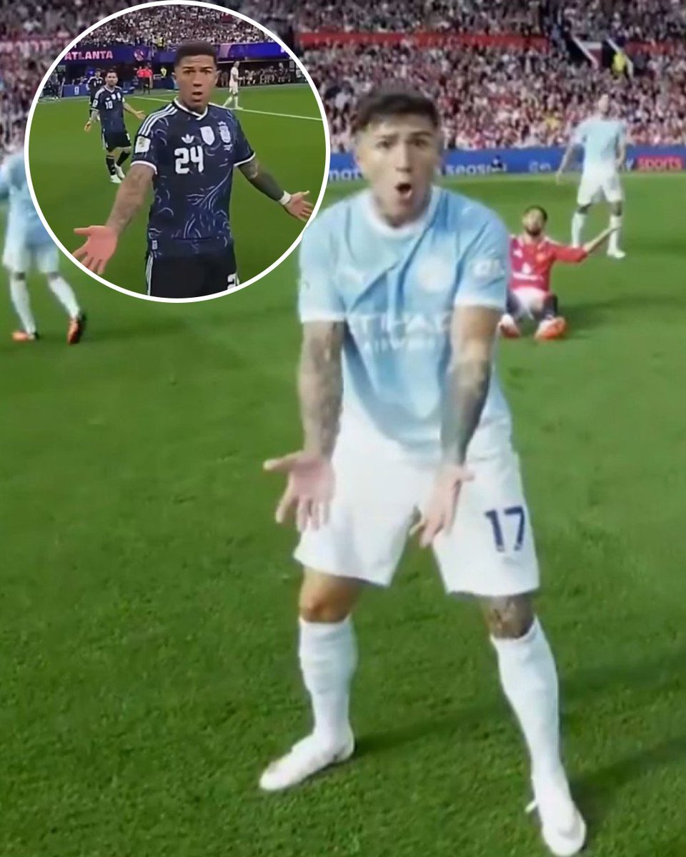ESPNFC's tweet photo. Enzo Fernández, same but different 😂

Enzo had a similar reaction in the Manchester derby as the one he had in the World Cup semifinal between Argentina and England 😅 https://t.co/INTn1rt0mD