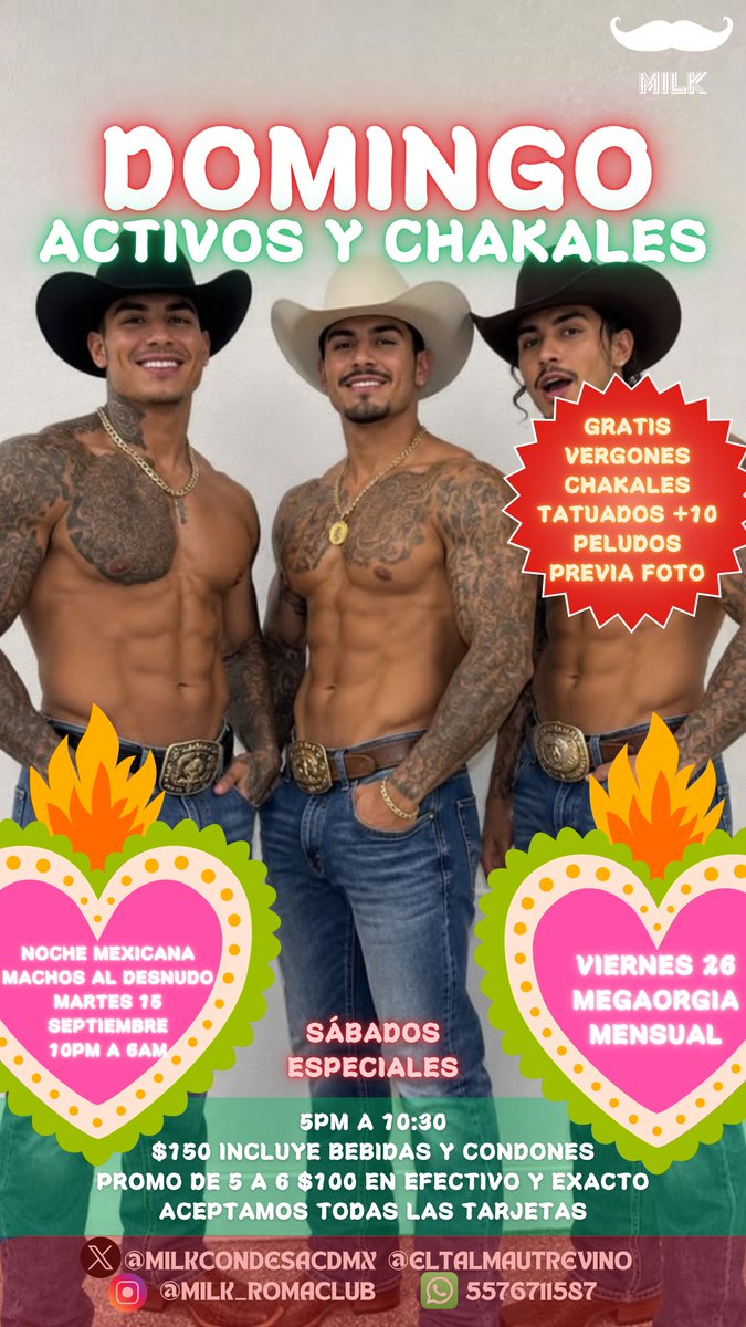MILKCONDESACDMX's tweet photo. 〰️Milk
🚇CHILPANCINGO

🍆DOMINGO ACTIVOS Y CHAKALES
🩲ACCESO ROPA INTERIOR
💳TARJETA Y EFECTIVO
🇲🇽 PREVENTA DIRECTA EN MILK 

🌶️MARTES 15 SEPTIEMBRE
🇲🇽MEGA ORGIA
🍻NOCHE MEXICANA

🔥VIERNES 26
MEGA ORGIA MENSUAL  TARDE Y NOCHE  LUCHADORES

🔄RT Y PARTICIPA EN CORTESIA
TREVIÑO https://t.co/ecCTJ1j586

🎁GRATIS 
🍆VERGONES
🎁5 TARJETAS
🥛COMPRANDO POPPERS