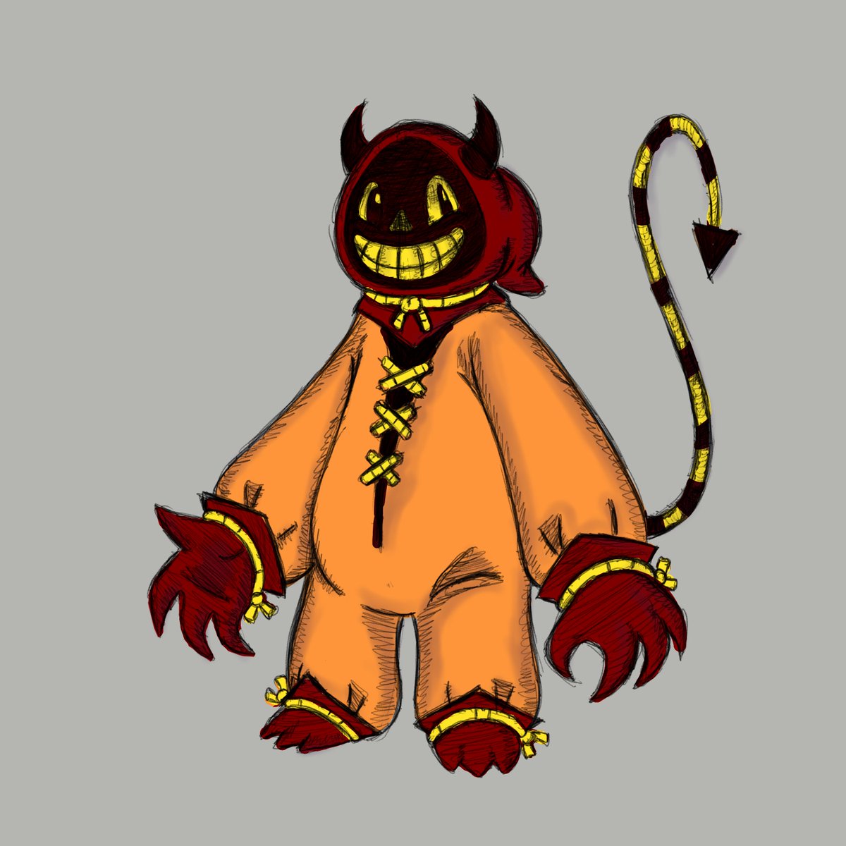 LaRealCazMaz's tweet photo. I was in a spooky mood, So I tried redesigning Pastra's sona to resemble the designs you would see in vintage Halloween art and decor. how'd I do? #Pastraart #Pastra https://t.co/OFKihiiwG7