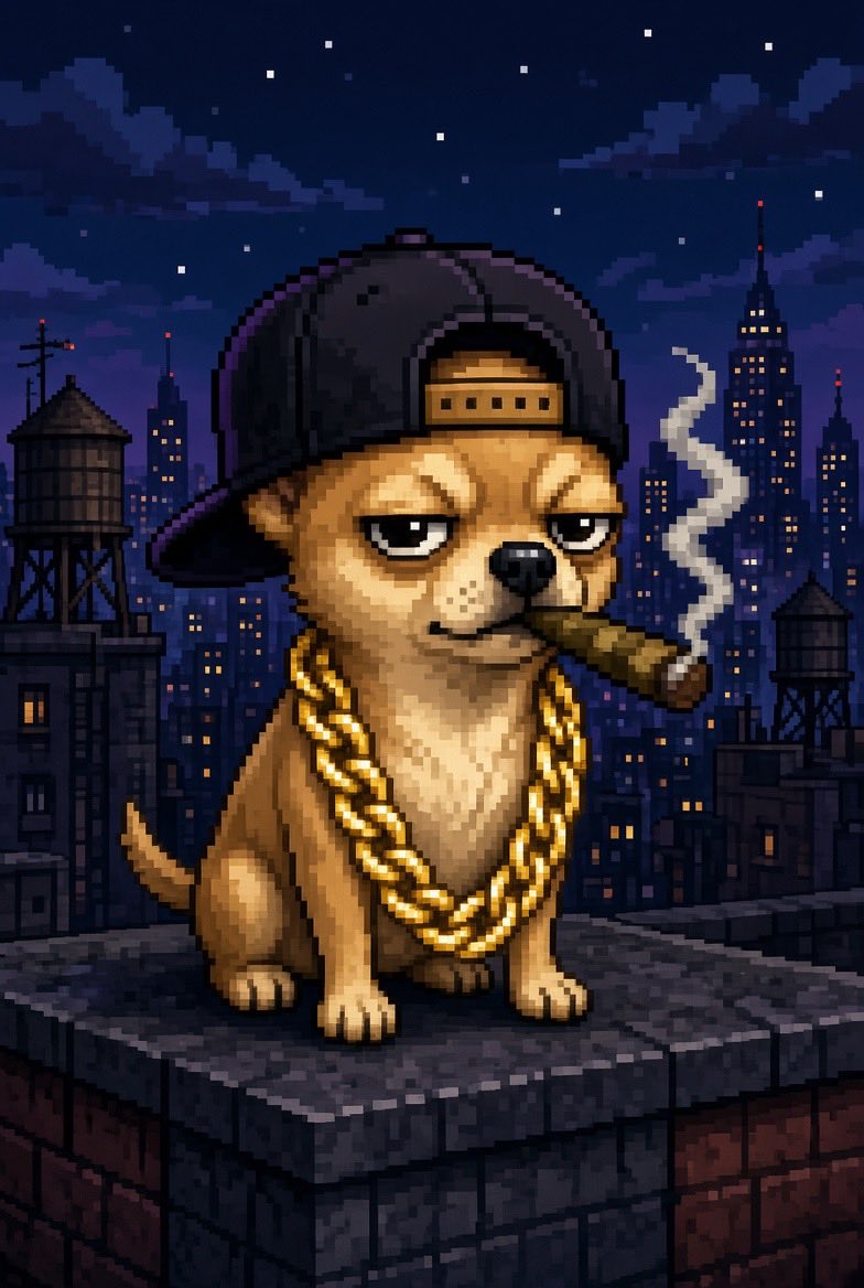 ChainDogss's tweet photo. Lil Yip

Nobody takes the smallest dog serious until the radio in his hat starts clicking and three corners go quiet. Yip is the lookout. He sees everything from the water tower, sells information by the gram, and keeps a blunt going so his nerves don’t rat him out. The chain is stolen, the hat is stolen, the respect is earned. Bark once and the whole roof knows who just walked up. #pumpfun #crypto #MemeBitcoin #FOMO #gmgn