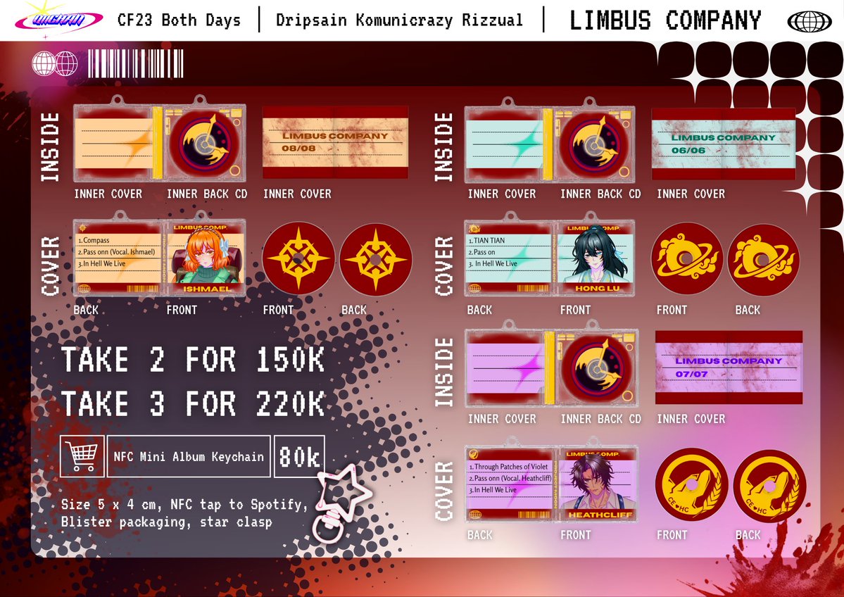 qiichan__'s tweet photo. [🩷 &amp; 🔁 Appreciated]
My #CF23 preorder batch 1 is open !~
📅 14-22 September 2026
🛍️ Pick up : Dripsain Komunicrazy Rizzual (Booth No. TBA) both days &amp; Mail Order (Local)
🌟Jojo’s Bizzare Adventure, Aikatsu!, Limbus Company

🔗 https://t.co/Dh2m4nuGGV https://t.co/U3DzS9aOLq