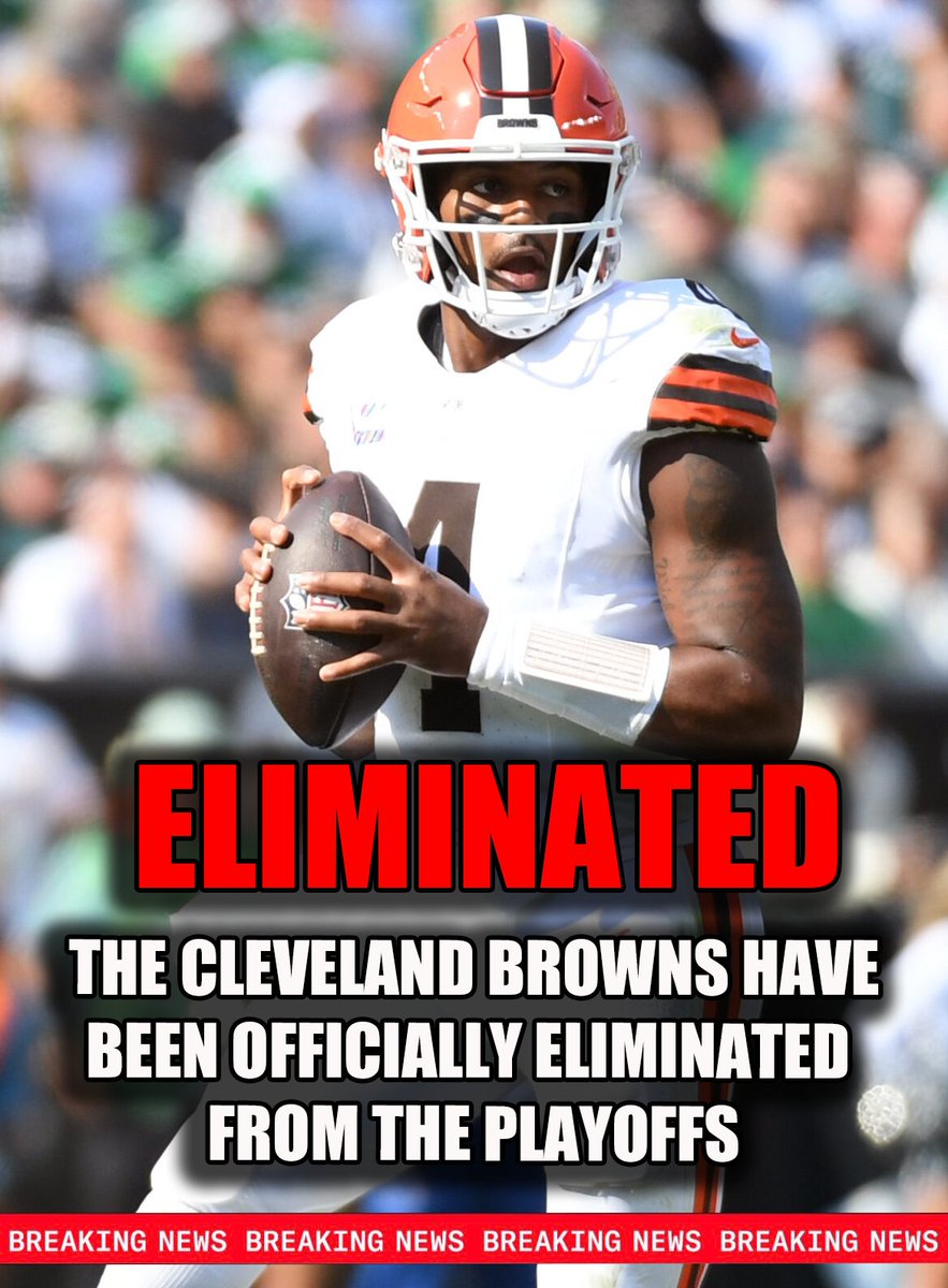 PatrickWCutler's tweet photo. BREAKING:  The Cleveland Browns have been officially eliminated from the playoffs after trailing the Jacksonville Jaguars by 50 Billion points at halftime of Week 1. https://t.co/3eGXXXgSv2