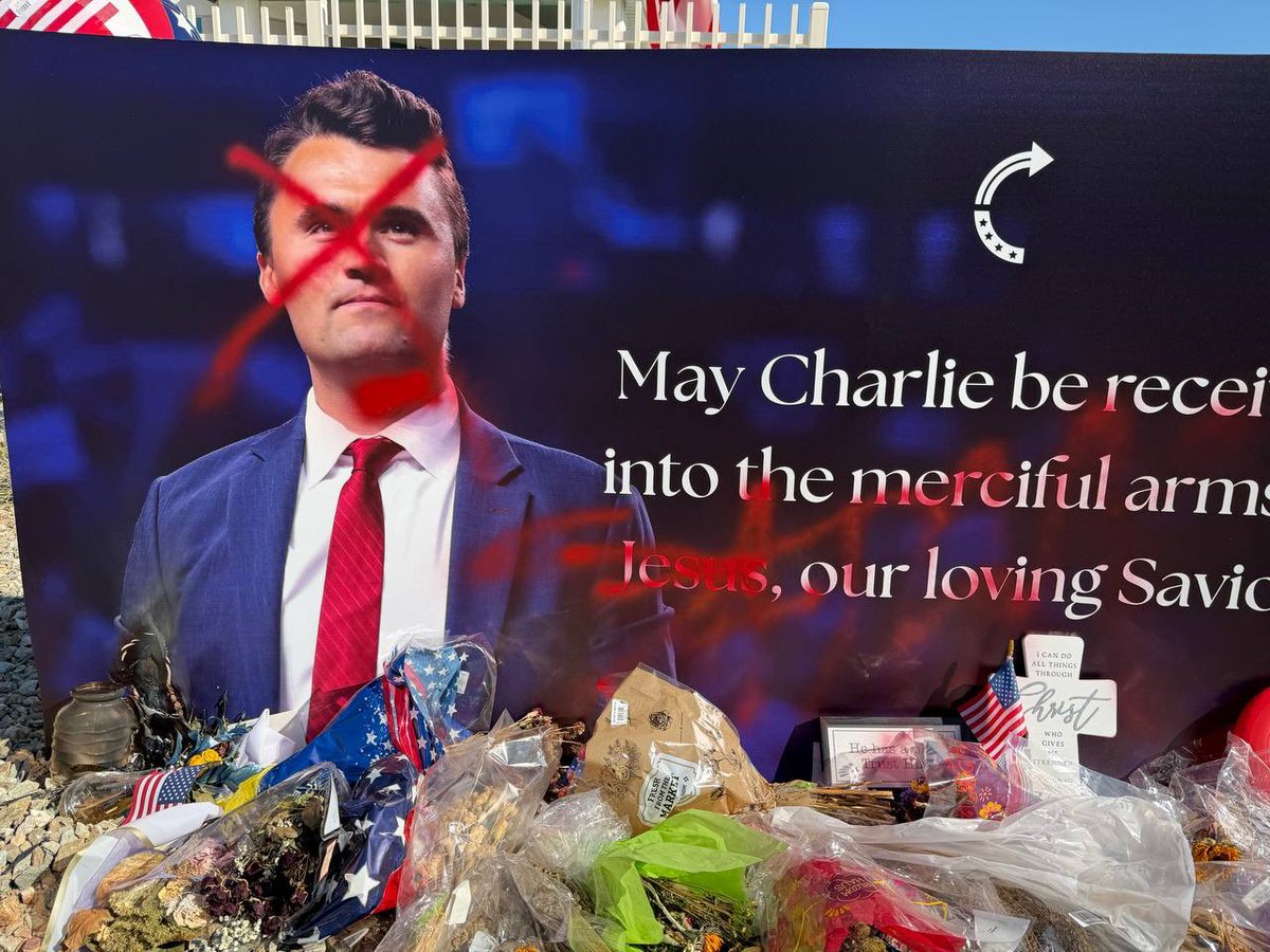 TPUSA's tweet photo. We will restore the statue and replace the signs, but we are also reviewing the footage of the incident and are working with law enforcement to identify who did this and hold them accountable. 

But vandalism like this is not funny, it’s diabolical. The incident happened in the middle of the night because evil never sleeps. Beyond spray painting on the neck and face, they made the intentional decision to cross out the name of Jesus on a nearby sign.

“If the world hates you, keep in mind that it hated me first.”

John 15:18