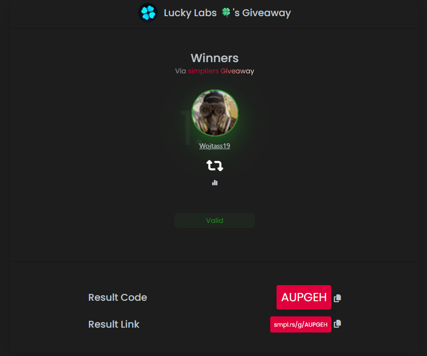 PlayLuckyLabs's tweet photo. Congrats @Wojtass19 - Check DM's! 😜 https://t.co/ARsuBeOWfz