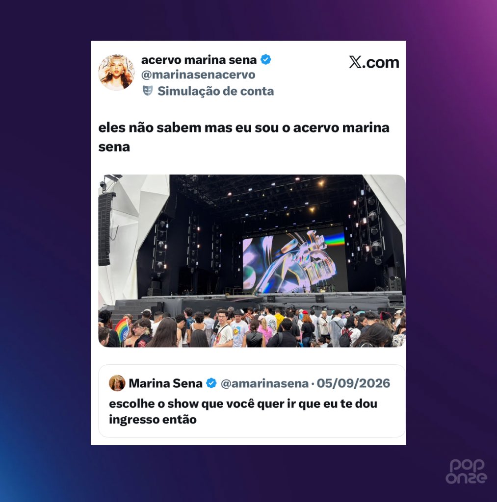 poponze's tweet photo. DIVA! Marina Sena presenteia seu acervo no Twitter com um ingresso para seu show no Rock in Rio. https://t.co/5IP9SEEmUB