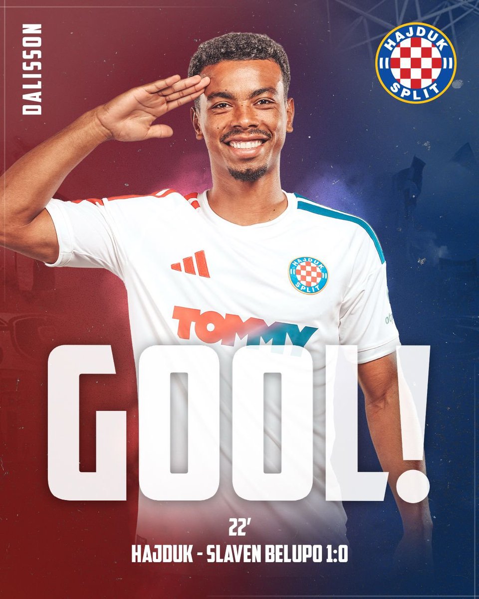 hajduk's tweet photo. Po treći put u dosadašnjem tijeku utakmice #Bamba šalje sjajan ubačaj pred vrata gostiju, a #Dalisson visoko skače i glavom šalje loptu u mrežu👏🫡⚽️🤍 https://t.co/aaeb6PoKXv