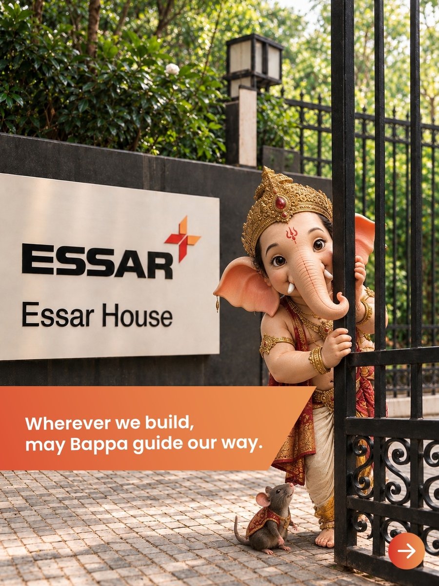 Essar's tweet photo. Across every journey, every endeavour and every new beginning, may Bappa be with us.

Wishing everyone a very Happy Ganesh Chaturthi. 🙏

#Essar #GaneshChaturthi https://t.co/ClLpUMCGFv
