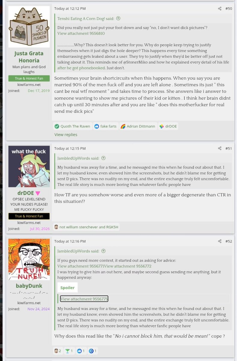 kampungarmy's tweet photo. Israeli memeber of kiwi farms sets off firestorm thread after sending dick pics. Users doxed/faildoxed, DMs leaked, user 'JambledUpWords' tries to get the forum to turn on multiple uninvolved users and the thread turns on her. 60 pages of archives BELOW! https://t.co/alXePG0lhw