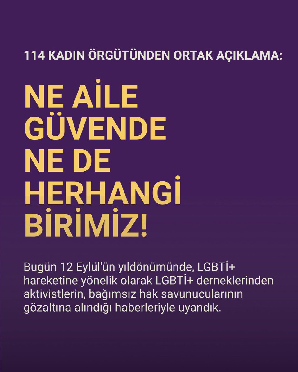 tkdfederasyon's tweet photo. Kadın örgütleri ortak açıklaması:
LGBTİ+’ların örgütlenmesinin suç haline getirilme çabalarının fiilen uygulanmasına karşı kadın örgütleri olarak ortak açıklamamızdır:

Biz kadın örgütleri olarak LGBTİ+ hareketiyle dayanışma içindeyiz, erkek egemen ve otoriter politikalara karşı ortak mücadelemizden vazgeçmeyeceğiz!
