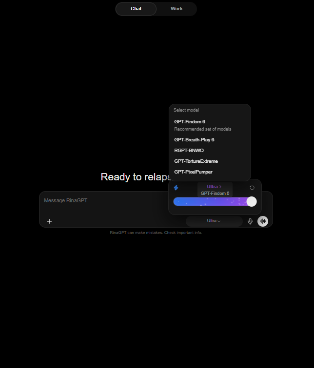 robbedbyrina's tweet photo. Introducing RinaGPT.

Let it work for you, for free, and if you don't tribute enough during the week, Rina deletes everything! :3

On launch models such as;

✨ GPT-BNWO
✨GPT-Torture
✨GPT-Breathe_Play
✨GPT-Findom

+ more will be public! 💫

How many chats until you relapse? https://t.co/e8j5lGUIRn