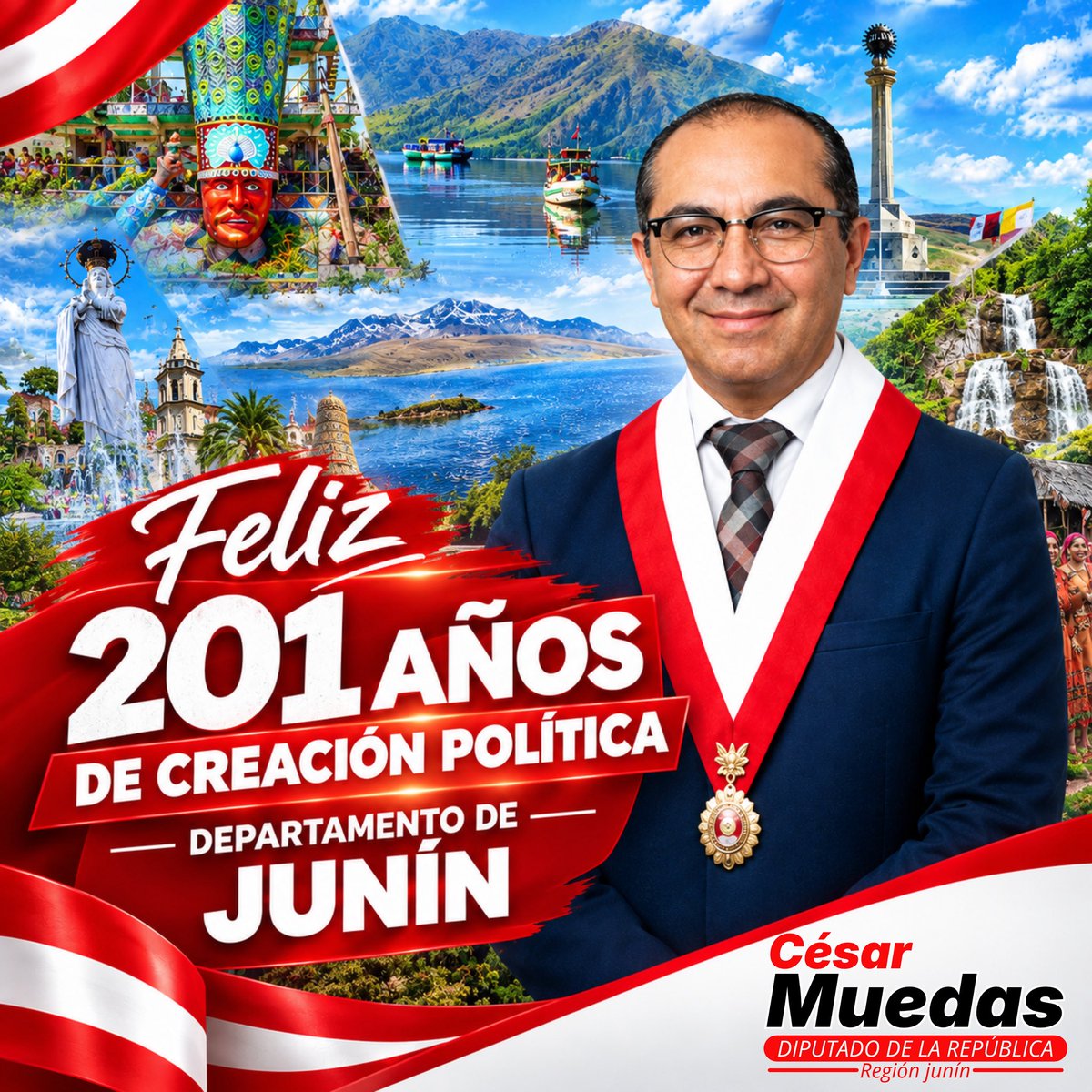 Cesar_Muedas's tweet photo. 🇵🇪🔥 ¡JUNÍN, 201 AÑOS DE HISTORIA, ORGULLO Y LUCHA! 🔥🇵🇪

Hoy, 13 de setiembre, conmemoramos los 201 años de la creación política del departamento de Junín.

Una tierra forjada por la historia, marcada por la Batalla de Junín, cuna de hombres y mujeres valientes. https://t.co/HNXz90ghSO