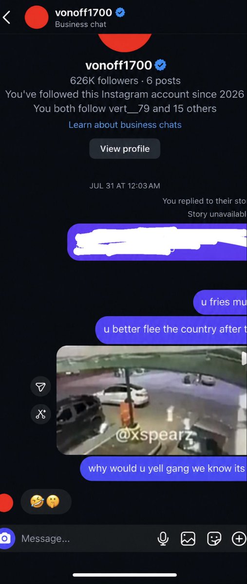 Hgorjj's tweet photo. VonOff1700 replied to a message after a fan confronted him about the shooting about Q50. #q50 #bloodhound https://t.co/vutmEopVF1