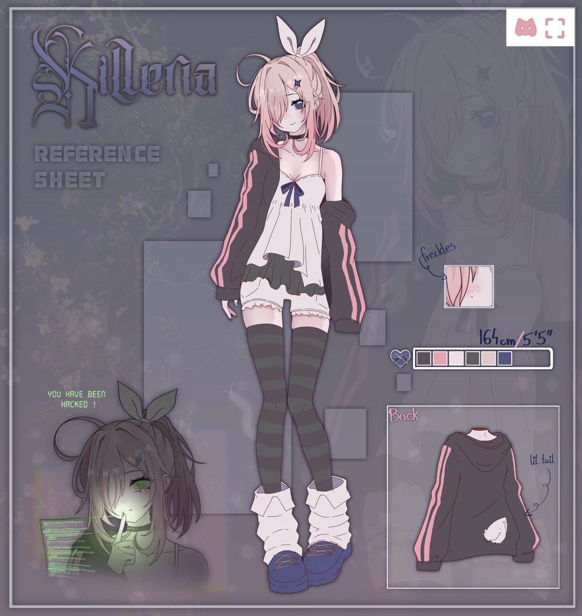 avythie's tweet photo. YOU HAVE BEEN HACKED! ❇️
☆ Killeria reference sheet 2026 ☆
—
#oc #referencesheet #cyberpunk #ocref https://t.co/x3xXbOLhpg