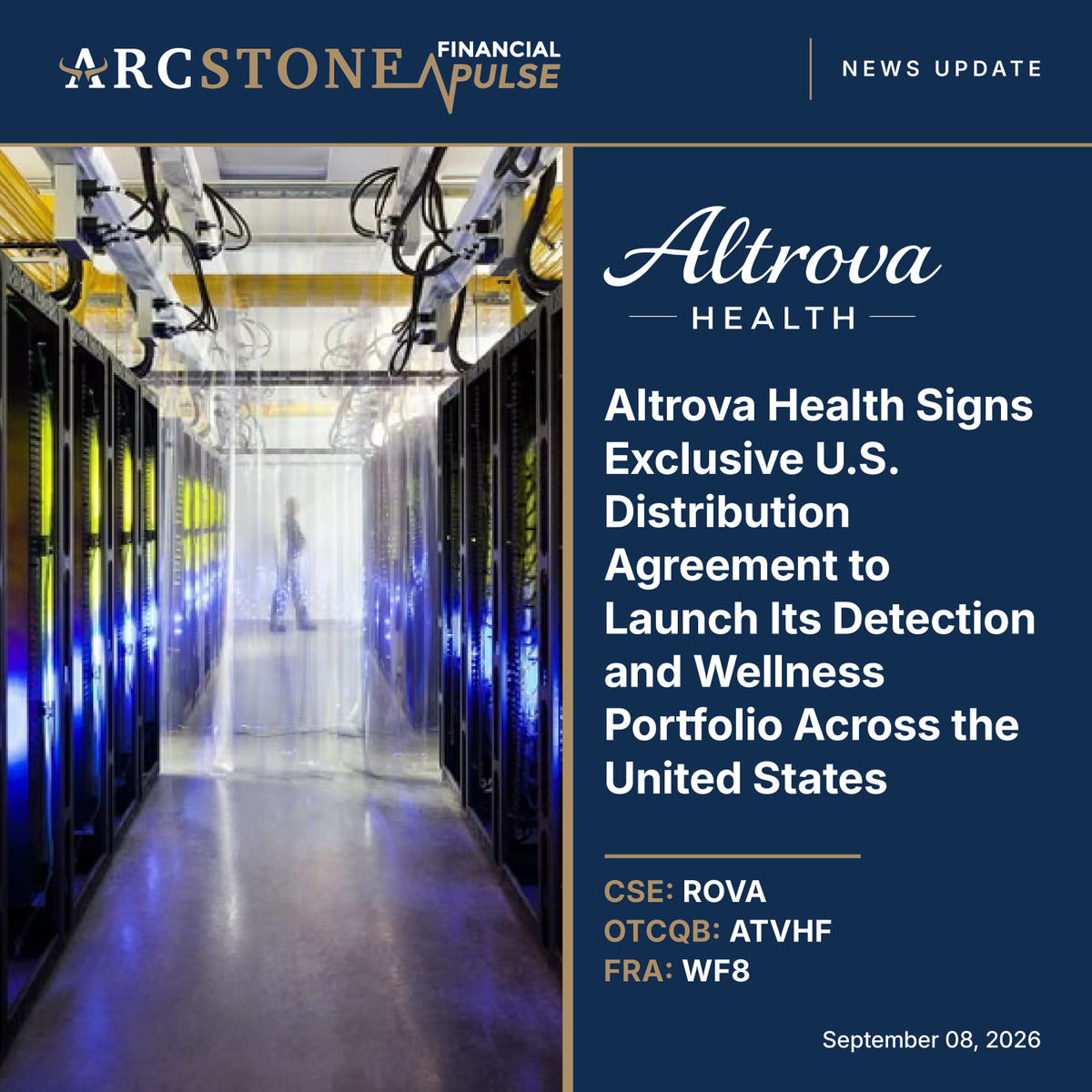 ArcstoneFPulse's tweet photo. Altrova Health Signs Exclusive U.S. Distribution Agreement to Launch Detection and Wellness Portfolio Nationwide

#ROVA #ATVHF #WF8 #AltrovaHealth #Healthcare #Diagnostics #Wellness #USDistribution #MedTech #HealthTech #CSE #OTCQB https://t.co/zRb6csCHPd