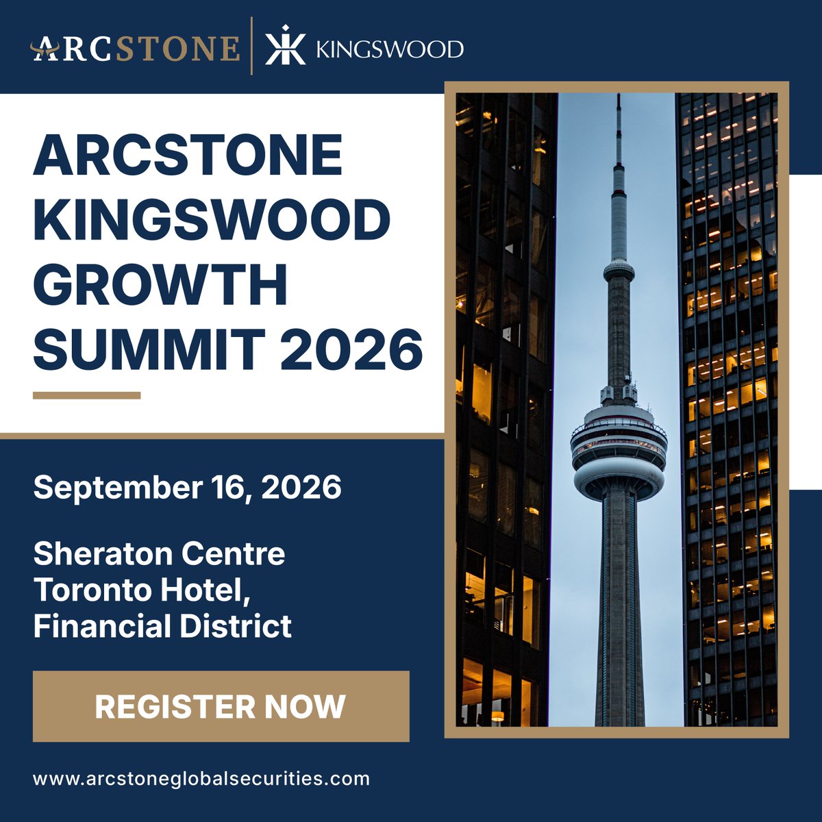 ArcstoneFPulse's tweet photo. ArcStone Kingswood Announces Third Annual Growth Summit 2026 in Toronto

https://t.co/2BfkzW5lfz

#ArcStoneKingswood #ArcStone #GrowthSummit2026 #Toronto #CapitalMarkets #InvestmentBanking #InstitutionalInvesting #PublicCompanies #EmergingGrowth #InvestorConference https://t.co/PSQUha3uor