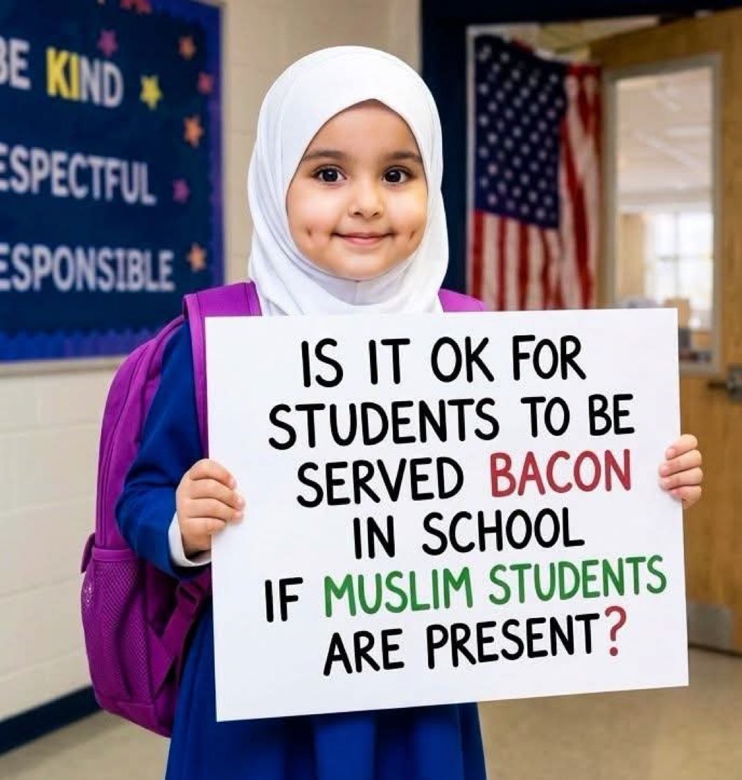 mara_065's tweet photo. Should schools serve bacon if Muslim students are present? https://t.co/X3eeksZsmk