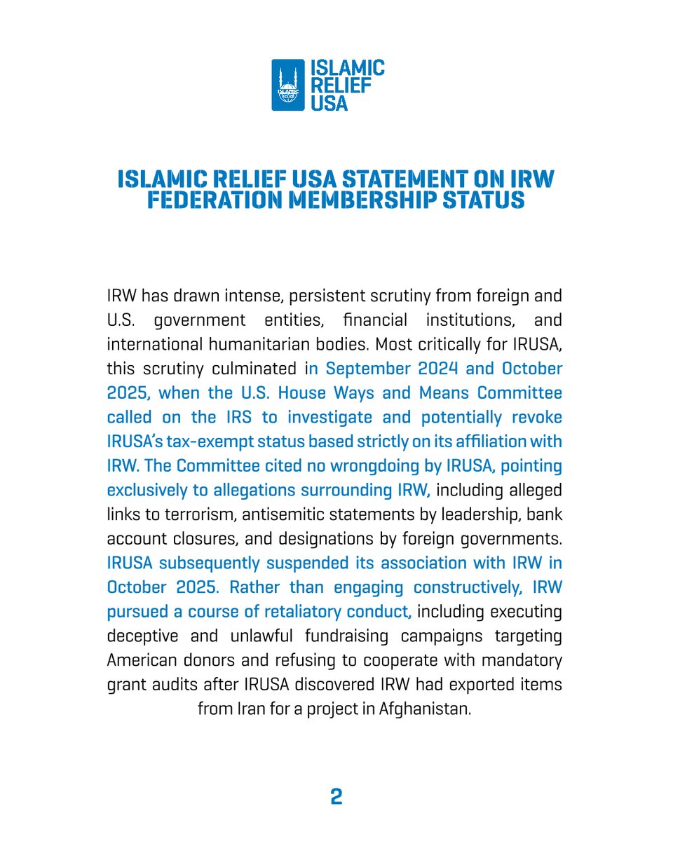 PoweredByIDEA's tweet photo. Yesterday, IRW forced a resolution to terminate our membership from the Islamic Relief family despite active court-ordered dispute resolution proceedings. Read our full response: https://t.co/oMQ9TaGqfo https://t.co/sUCkBuO9ts