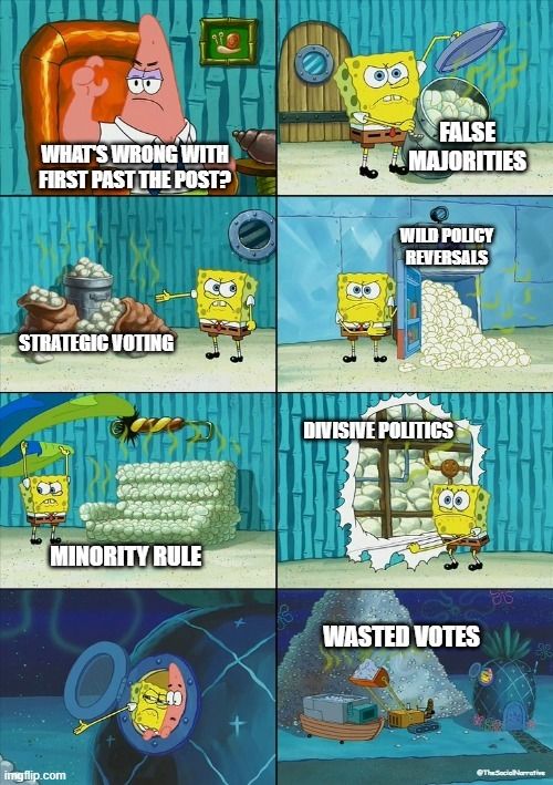 TheEqualVote's tweet photo. We can do better! STAR Voting, Approval Voting, and Ranked Robin are solutions to all of these problems! https://t.co/4pEGj52W47