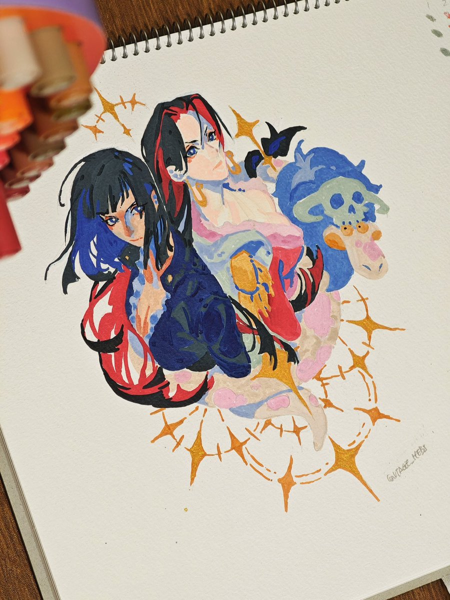 UTAGE_Hebi's tweet photo. Tried out acrylic markers.
Drew it too small,my hands were shaking like a leaf... https://t.co/GNbG3cLDn0