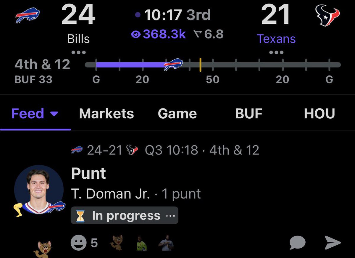 TexansOnReal's tweet photo. Bills with their first punt of the game https://t.co/z1XfQ4NceF
